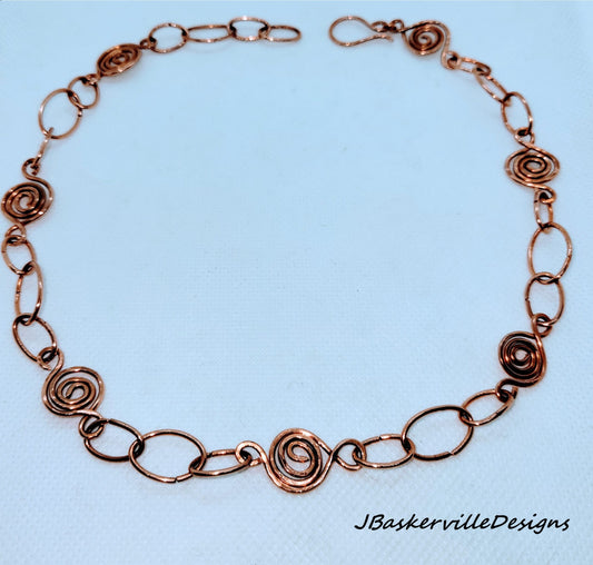 Copper Spiral Link Necklace