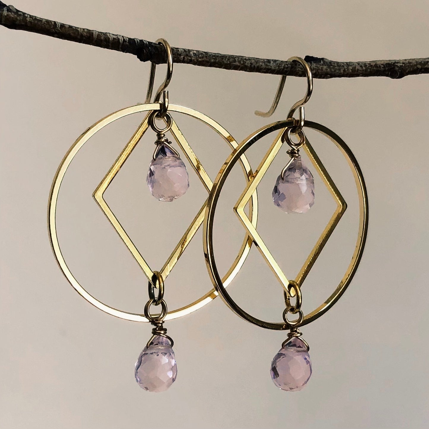 Kinetic Circle Diamond Drop Dangles
