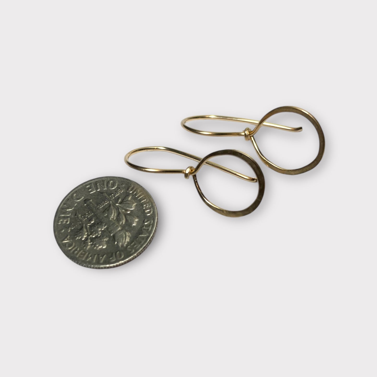 Tiny Hammered Gold or Silver Hoop Earrings