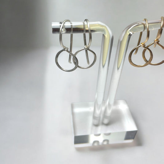 Tiny Hammered Gold or Silver Hoop Earrings