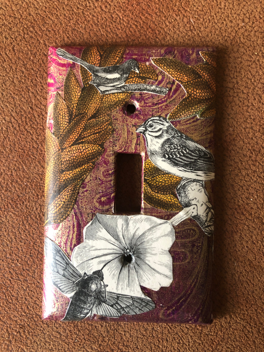 Switch Plate SINGLE Gang Birds and Flowers