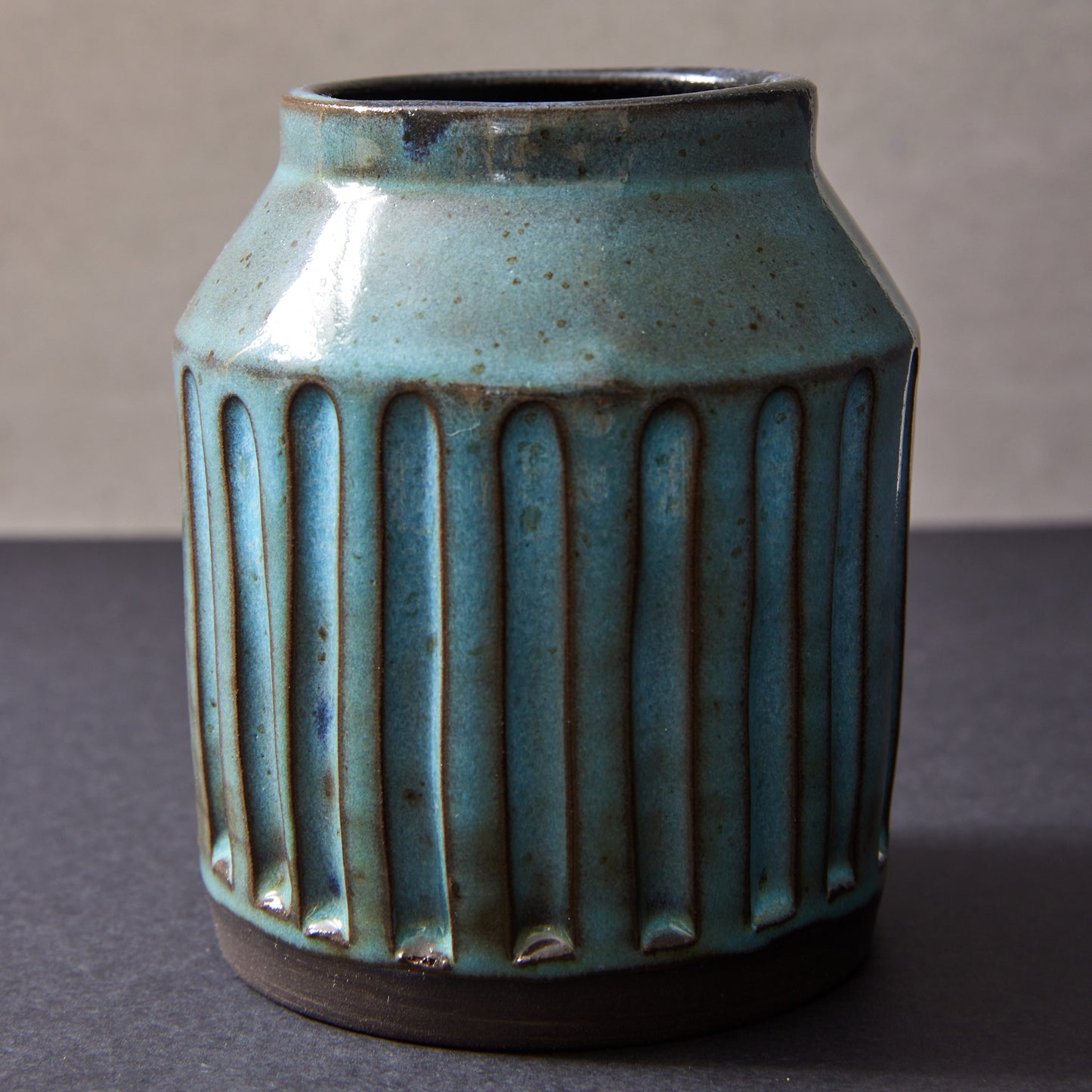 Norse Blue Small Carved Vase