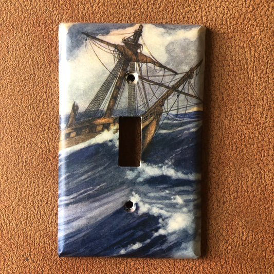 Switch Plate SINGLE Sailboat/Schooner on the Ocean