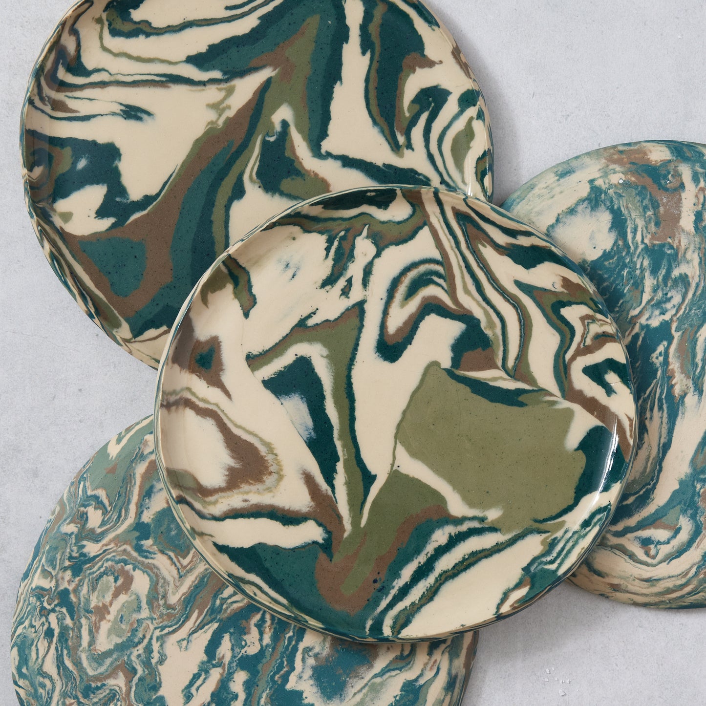 Nerikomi Swirl Salad or Dessert Plates (Set of Four)