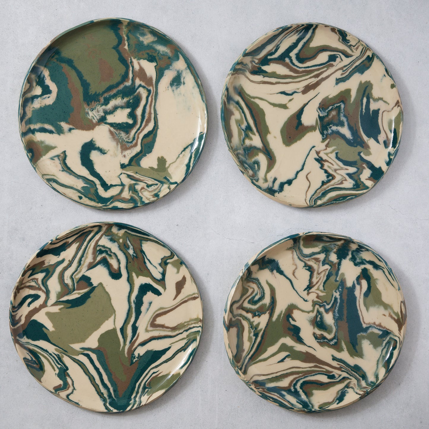 Nerikomi Swirl Salad or Dessert Plates (Set of Four)