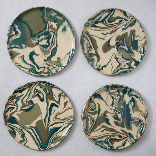 Nerikomi Swirl Salad or Dessert Plates (Set of Four)