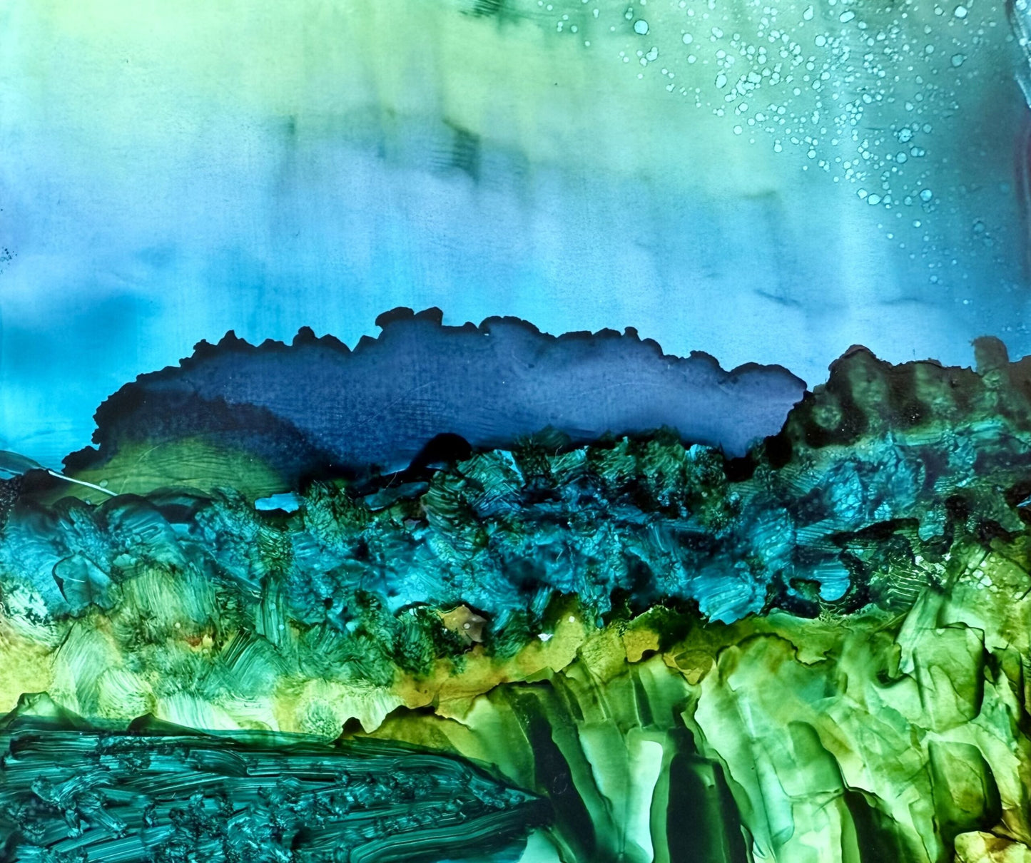 "Eggplant, Lettuce, and Stream"