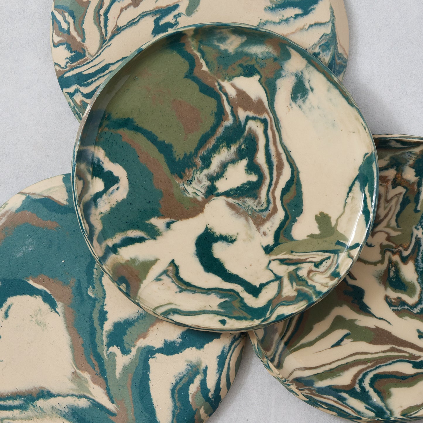 Nerikomi Swirl Salad or Dessert Plates (Set of Four)