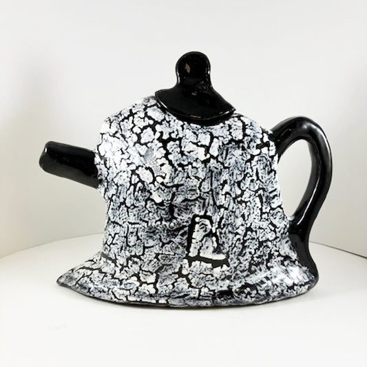 Crinkled B&W Glazed Teapot
