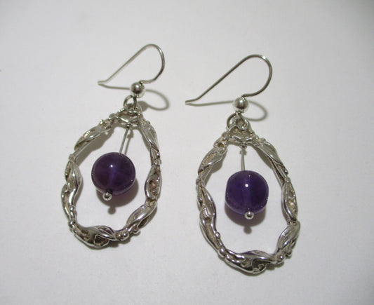 Vine Dangle Earrings with Amethyst