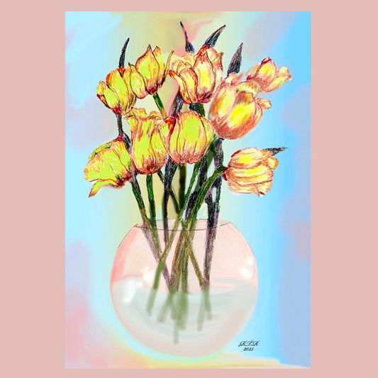 Tulips in Round Bowl