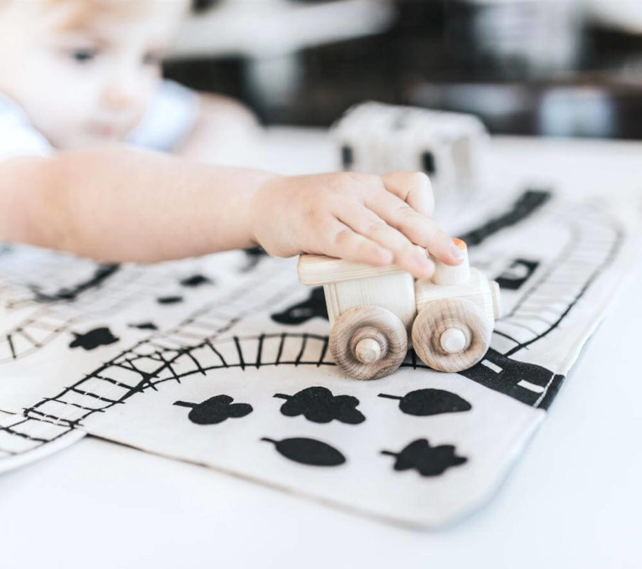 Train Play Mat With Wooden Train