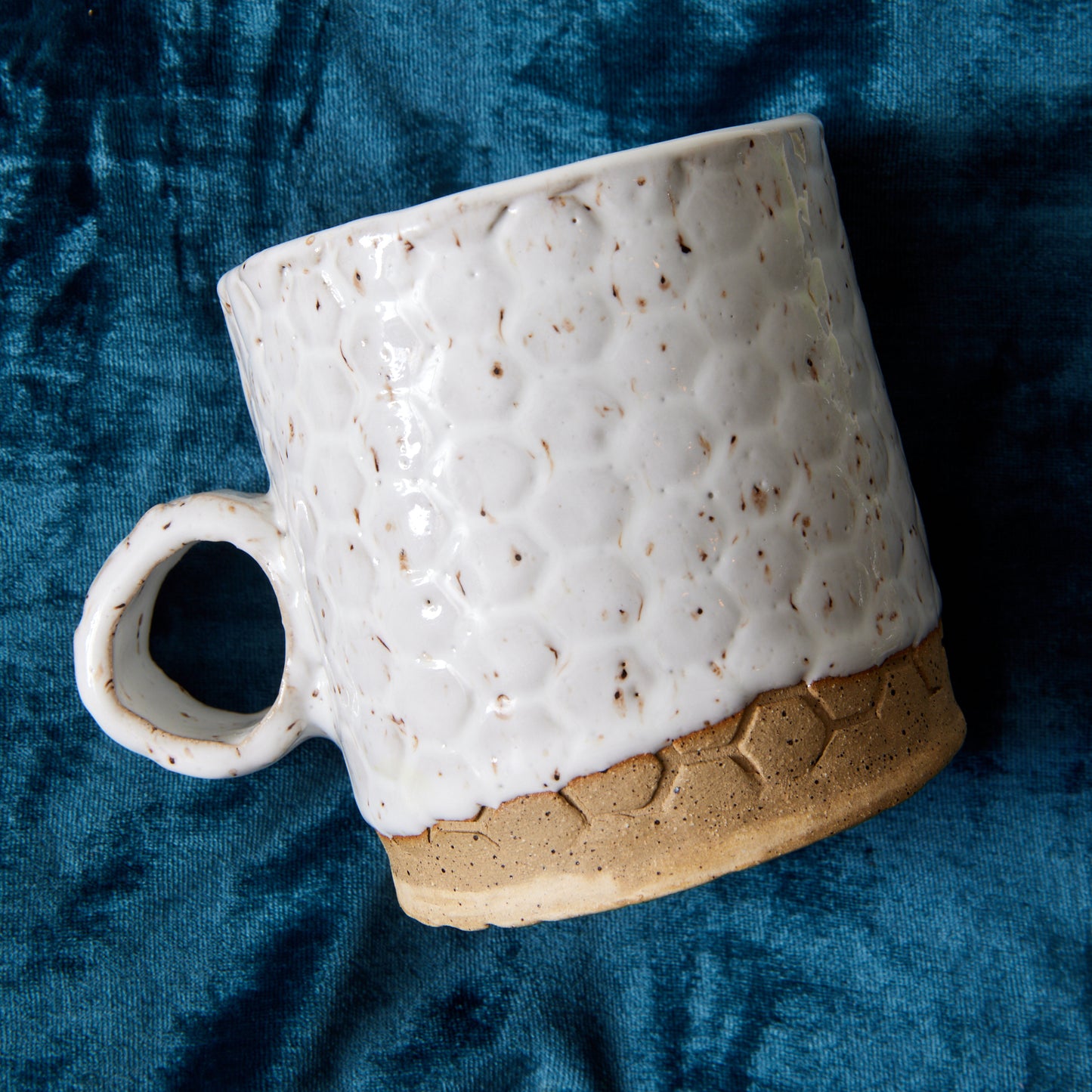 White-Speckled Sweater Season Honeycomb Mug