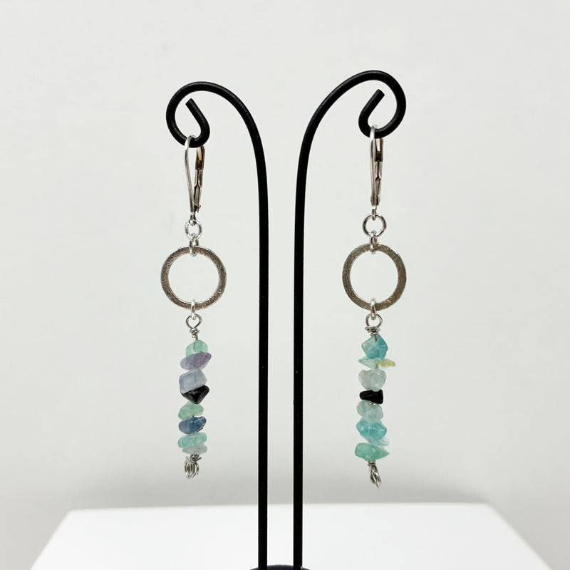 Hanging Gems with Silver Earrings