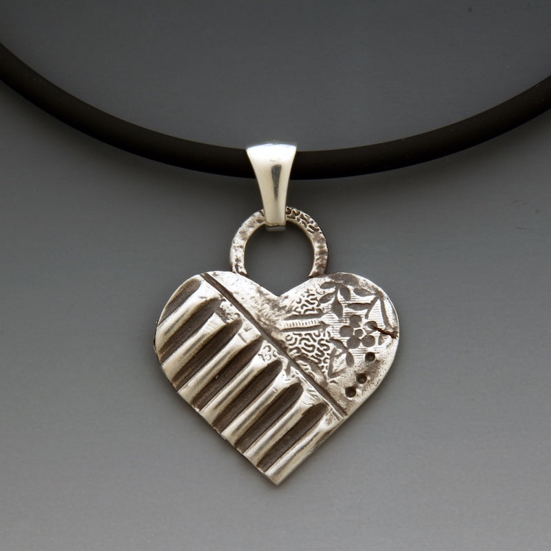 Small Oxidized Sterling Silver Heart