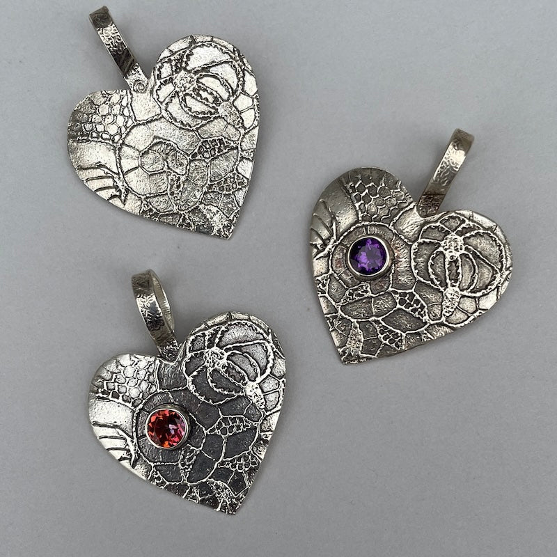 Large Oxidized Sterling Silver Heart