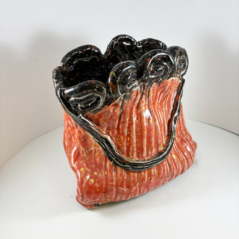 Orange and Bronze Handbag Sculpture