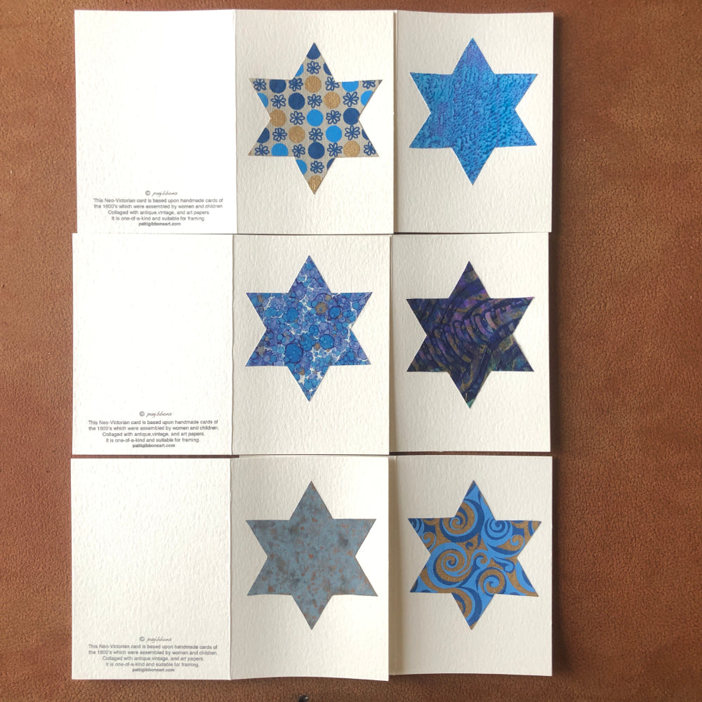 Greeting Cards: 6 Small Blue Hanukkah Note Cards