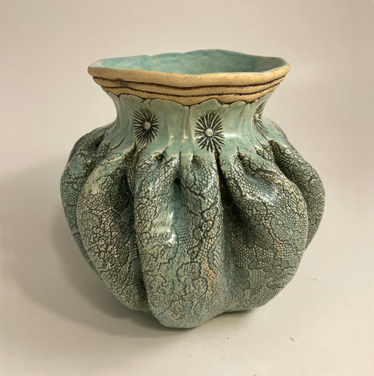 Gathered Pouch Vase with Coil
