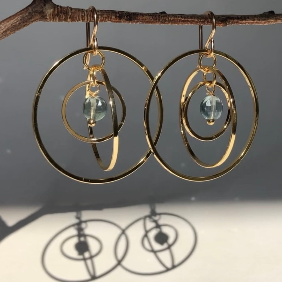 Triple Dancing Circles 3D Kinetic Earrings