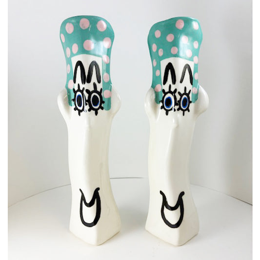 Green Hair Candlesticks Pair