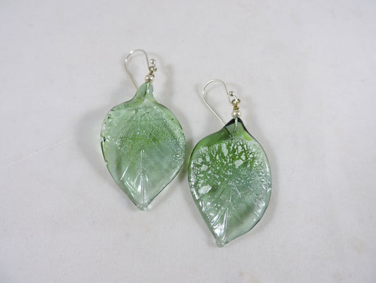 Silver-green Leaf Earrings