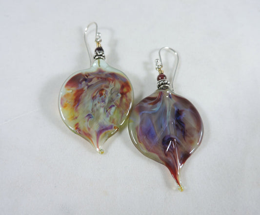 Large Chromacolor Leaf Earrings with Garnet
