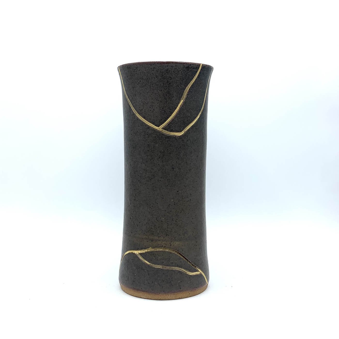 Faux Kintsugi Speckled Warm Brown & Gold Vase