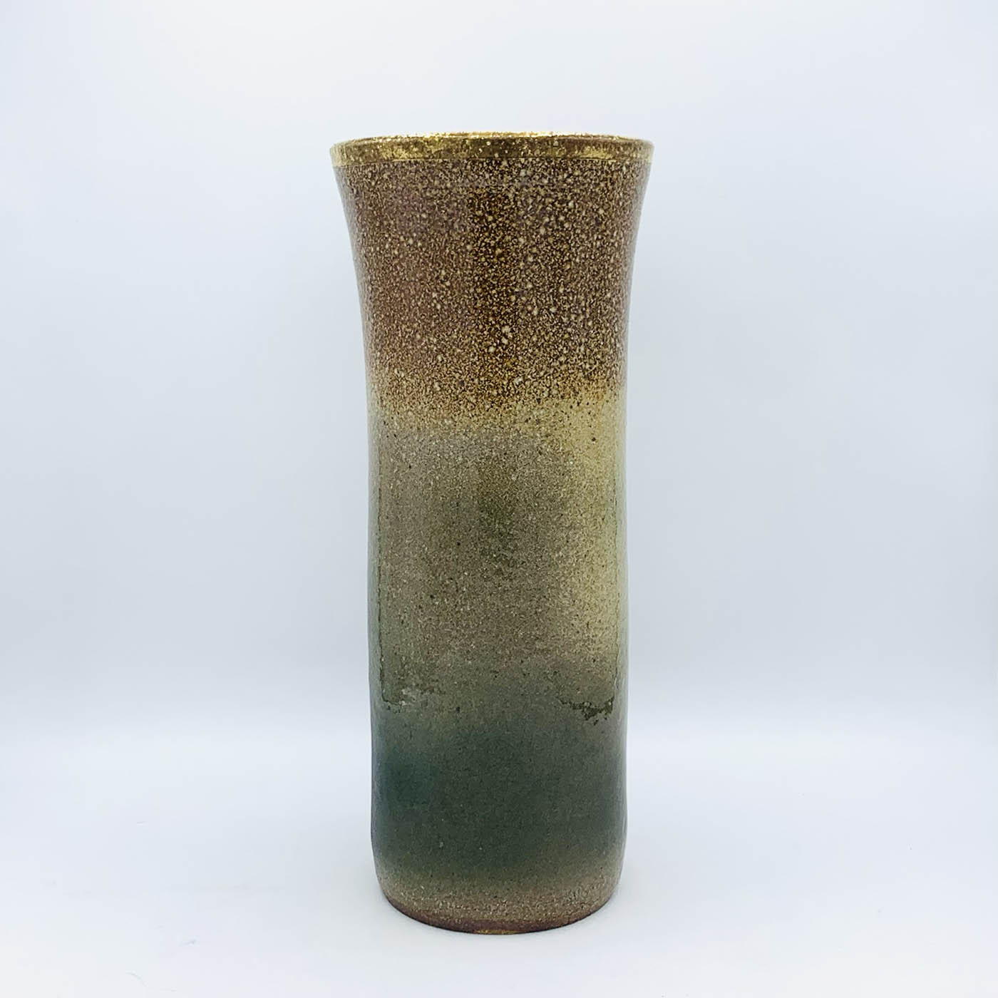 Olive Ombré + Gold Salt Fired Tall Vase
