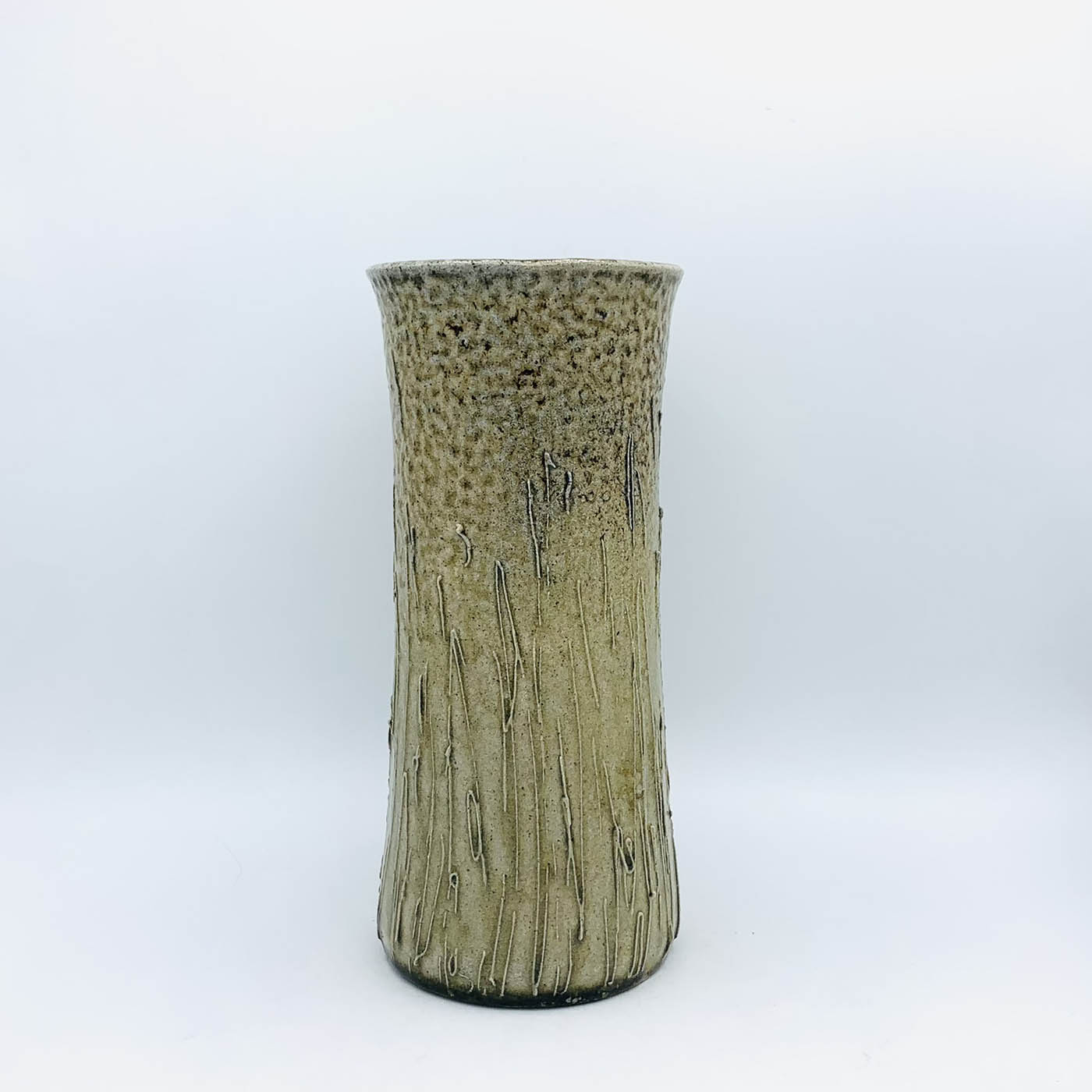 Olive Ombré Scribble Salt Fired Tall Vase