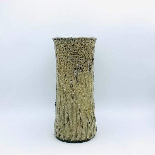 Olive Ombré Scribble Salt Fired Tall Vase