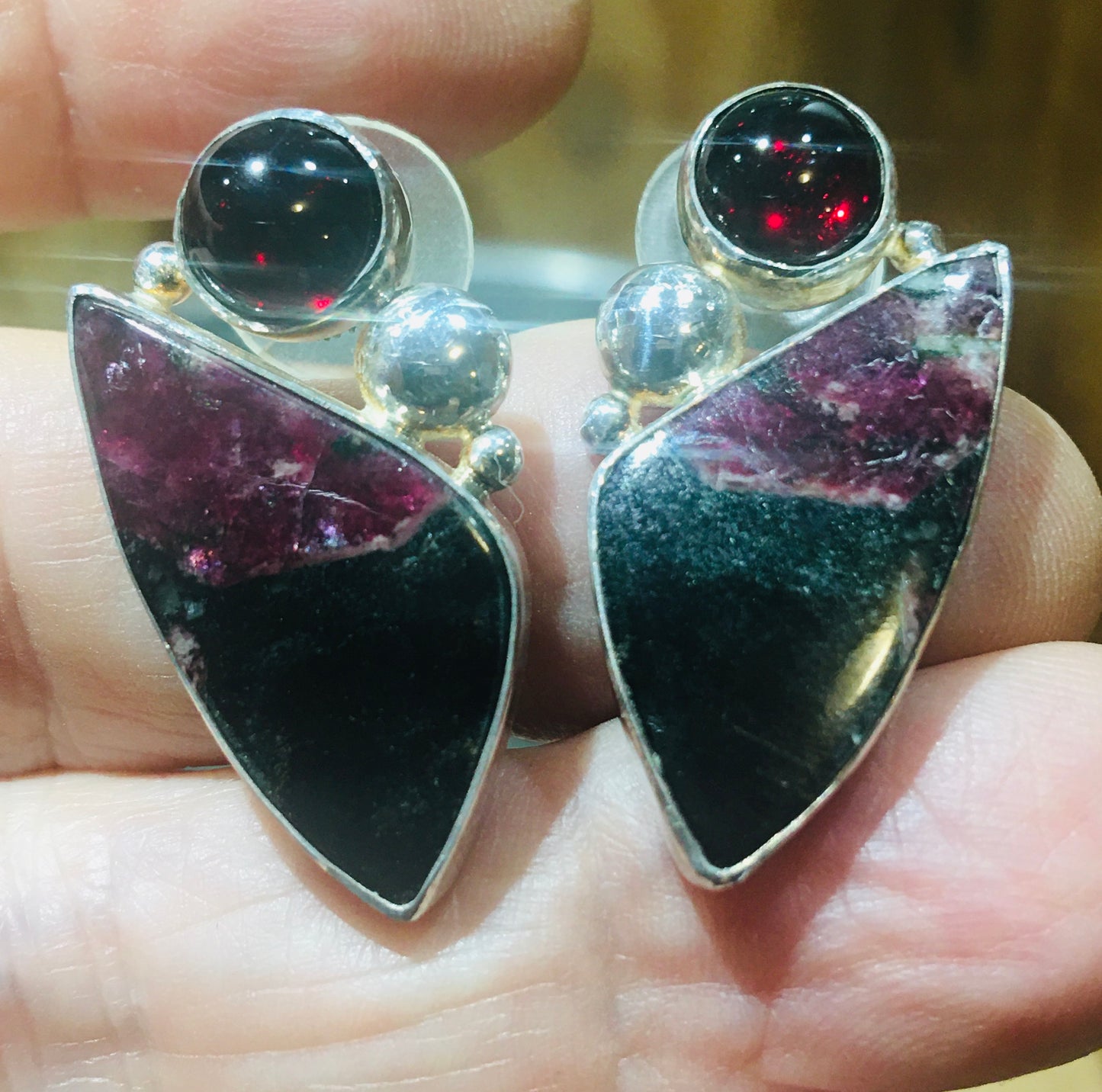 Garnet and Eudialyte Earrings